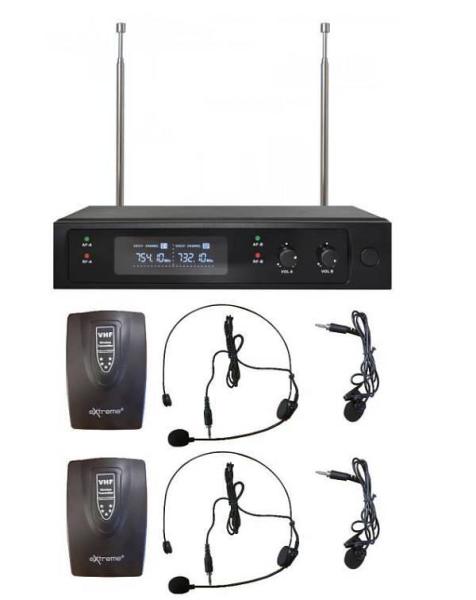 Extreme  WM2000D-HL DOPPIO RADIOMICROFONO VHF AD ARCHETTO E LAVALIER + TRASMETTITORE BODYPACK + RICEVITORE TRUE DIVERSITY CON DI