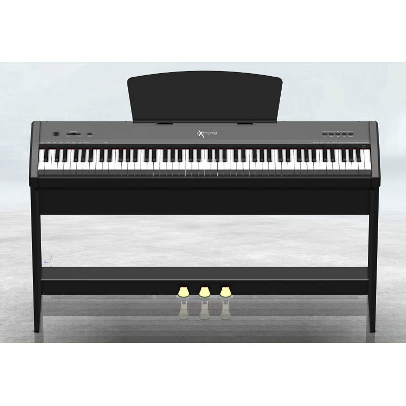 Extreme  P50 PIANOFORTE DIGITALE 88 TASTI PESATI STAGE PIANO CON STAND IN LEGNO E GRUPPO 3 PEDALI + PLAYER MP3 USB