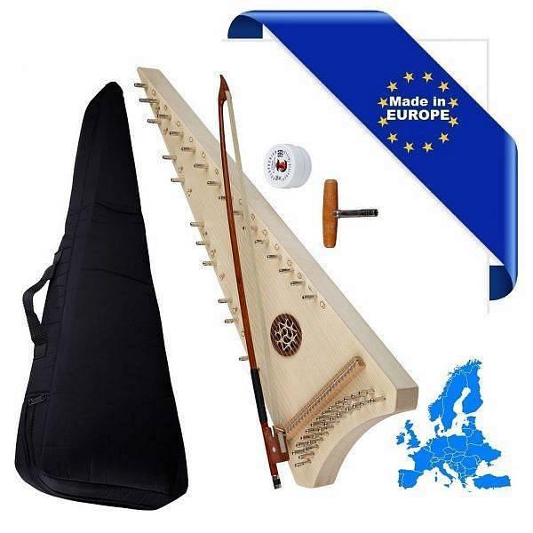 HORA SALTERIO CONTRALTO ( ALTO PSALTERY ) TOP ABETE FONDO FASCE ACERO 25 CORDE CON BORSA ARCHETTO PECE E CHIAVE