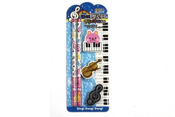 Luke & Daniel MG-26 set cartoleria matite e gomme musicali - set azzurro