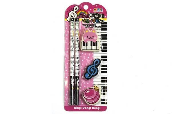 Luke & Daniel MG-26 set cartoleria matite e gomme musicali - set rosa