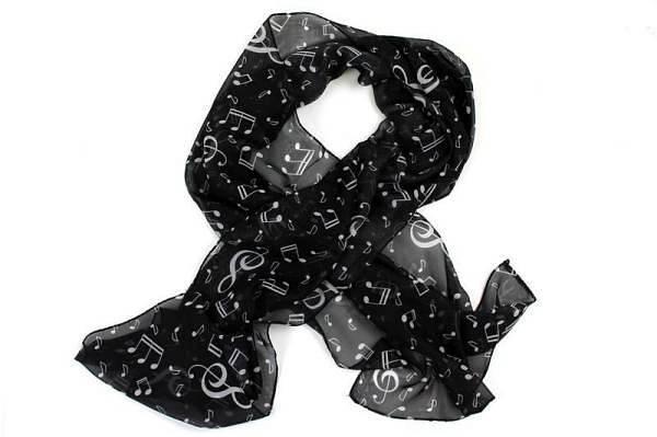 Luke & Daniel MG-149 - foulard elegante a tema musicale - colore nero