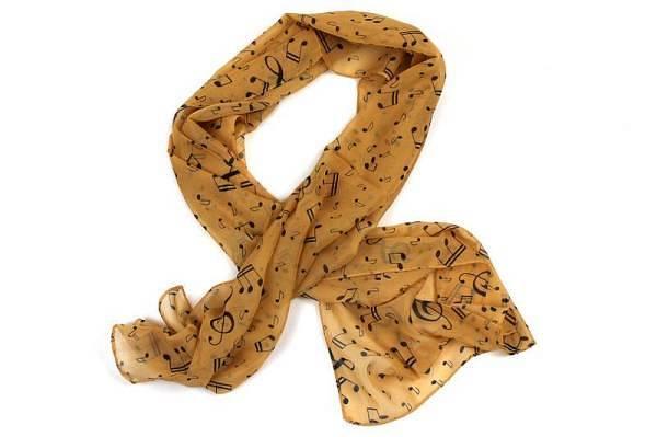 Luke & Daniel MG-150 - foulard elegante a tema musicale - colore ocra