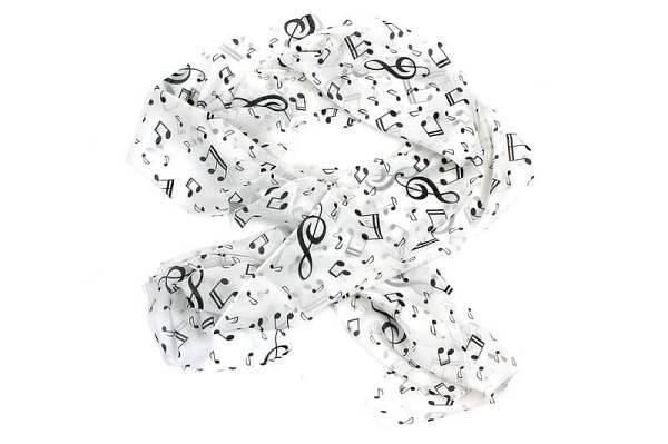 Luke & Daniel MG-151 - foulard elegante a tema musicale - colore bianco