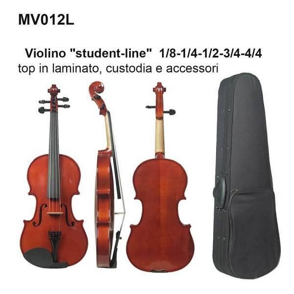 VIOLINO DAM MV012L12 1/2 STUDENT LINE, TOP IN LAMINATO, CUSTODIA E ACCESSORI