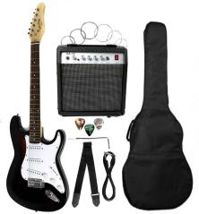 Luke & Daniel PK100-BK - kit chitarra elettrica nera con amplificatore e accessori