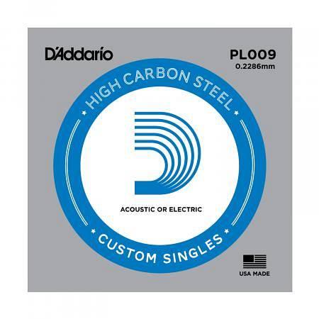 D'ADDARIO PL009 - Corda singola per Chitarra Acustica o Elettrica Plain Steel (009)