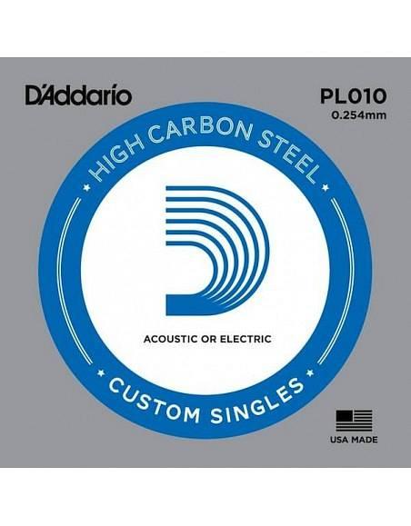 D'ADDARIO PL010 - Corda singola per Chitarra Acustica o Elettrica Plain Steel (010)