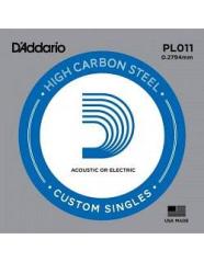D'ADDARIO PL011 - Corda singola per Chitarra Acustica o Elettrica Plain Steel (011)