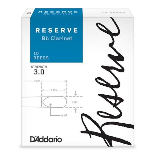 D'ADDARIO RESERVE ANCE PER CLARINETTO IN Sib DUREZZA 3.0 CONFEZIONE 10 PEZZI