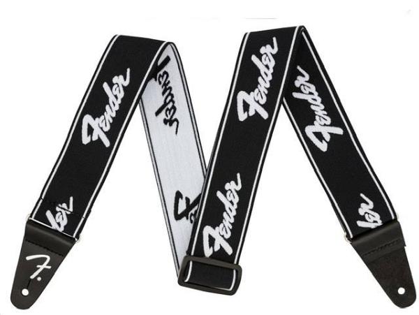 Fender Weighless 2" Running Logo Strap Black/White