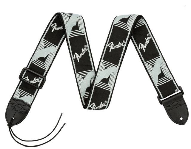 Fender Monogrammed Strap, Black/Light Grey/Dark Grey, 2"