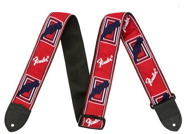 Fender Monogrammed Strap, Red/White/Blue, 2"