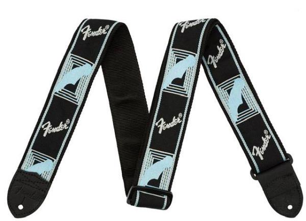 Fender 2" Monogrammed Strap Black/Light Grey/Blue