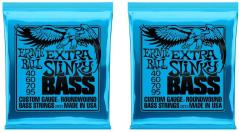 Ernie Ball 2835 Nickel Wound Extra Slinky 40-95 - Bundle Set con 2 Mute di Corde