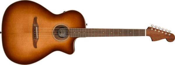 Fender Newporter Classic Aged Cognac Burst - chitarra acustica con top in abete Sitka massello e custodia morbida inclusa