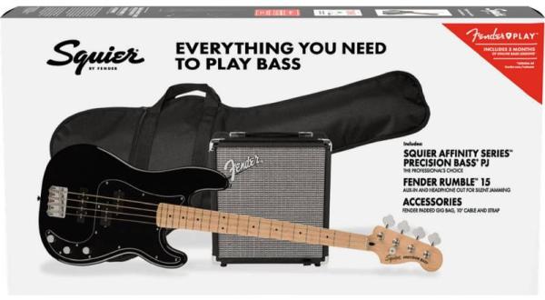 FENDER Affinity Precision PJ Bass MN Black R15 Pack - KIT CON BASSO ELETTRICO, AMPLIFICATORE 15W, BORSA E ACCESSORI