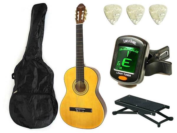 Muses Armonia 4/4 chitarra classica con custodia accordatore poggiapiedi e plettri