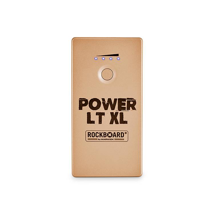 Rockboard RBO POW LT XL GD - Alimentatore ricaricabile per pedale effetto e dispositivi mobile con presa USB