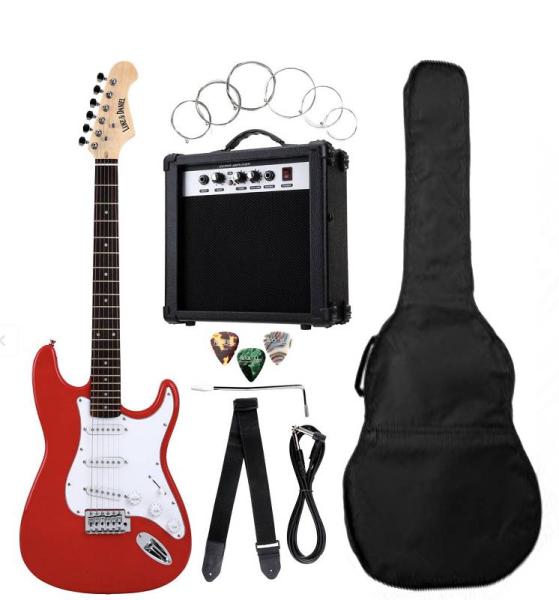 Luke & Daniel PK100-RD - kit chitarra elettrica rossa con amplificatore e accessori