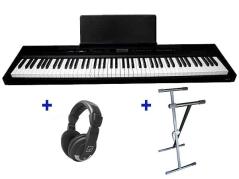 FBT ECHORD SP10 PIANOFORTE DIGITALE 88 TASTI PESATI NERO + Supporto Tastiera KsX + Cuffie