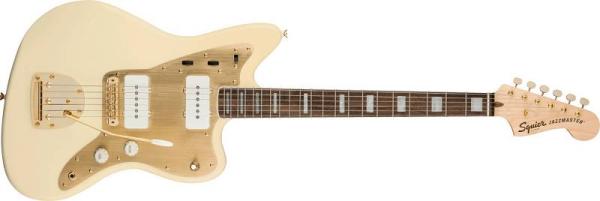 Squier by Fender 40th Anniversary Jazzmaster Gold Edition LRL Gold Anodized Pickguard Olympic White