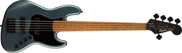 Squier by Fender Contemporary Active Jazz Bass HH V Roasted MN Black Pickguard Gunmetal Metallic