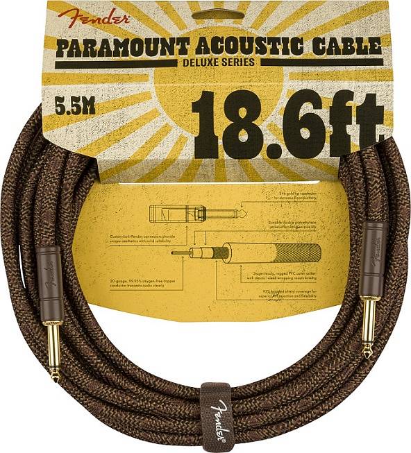 Fender Paramount 18.6' Acoustic Instrument Cable, Brown