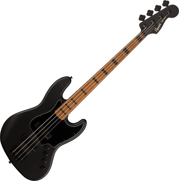 Fender SQUIER FSR CONTEMPORARY ACTIVE JAZZ BASS HH, ROASTED MAPLE FINGERBOARD WITH BLOCKS AND BINDING, BLACK PICKGUARD, FLAT BLA