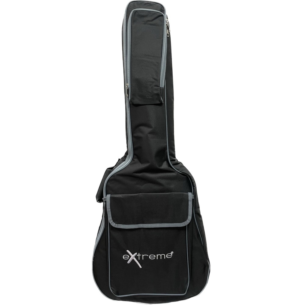 EXTREME BAG WG12 BORSA IMBOTTITA PER CHITARRA ACUSTICA 12MM CON 2 TASCHE FRONTALI COLORE NERO