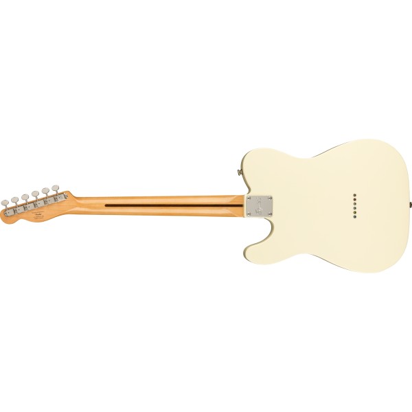 Squier FSR Classic Vibe '70s Telecaster Thinline, Maple Fingerboard with Blocks and Binding, Black Pickguard, Olympic White