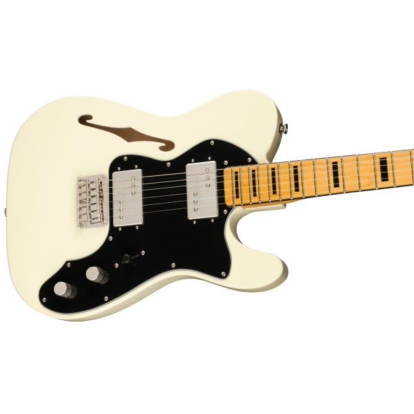 Squier FSR Classic Vibe '70s Telecaster Thinline, Maple Fingerboard with Blocks and Binding, Black Pickguard, Olympic White