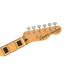 Squier FSR Classic Vibe '70s Telecaster Thinline, Maple Fingerboard with Blocks and Binding, Black Pickguard, Olympic White