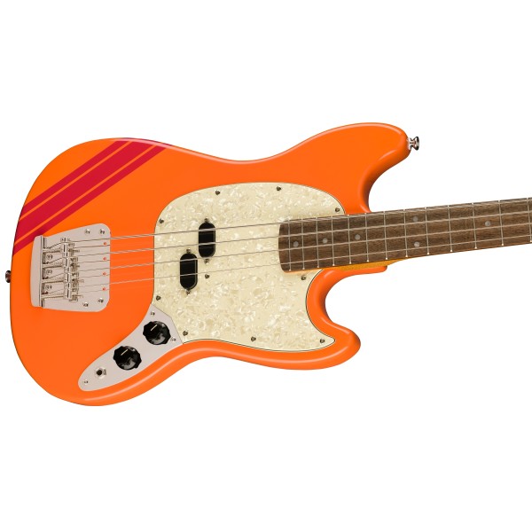 Squier FSR Classic Vibe '60s Competition Mustang Bass, Laurel Fingerboard, White Pearloid Pickguard, Capri Orange with Dakota R