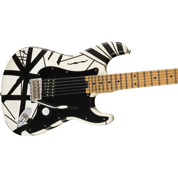 EVH Striped Series '78 Eruption, Maple Fingerboard, White with Black Stripes Relic