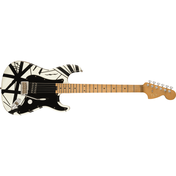 EVH Striped Series '78 Eruption, Maple Fingerboard, White with Black Stripes Relic