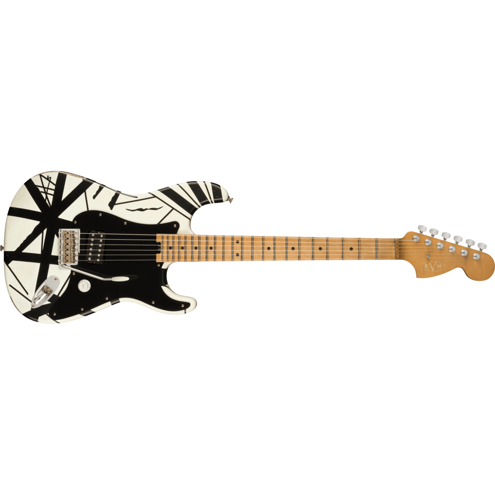 EVH Striped Series '78 Eruption, Maple Fingerboard, White with Black Stripes Relic