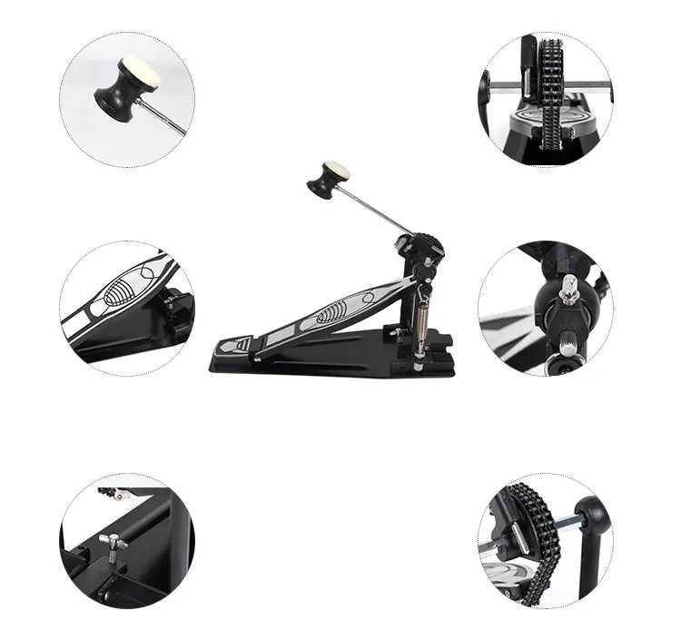 EXTREME P610 PEDALE SINGOLO PER CASSA BATTERIA CON MECCANISMO A CATENA E BASE PIENA IN ACCIAIO