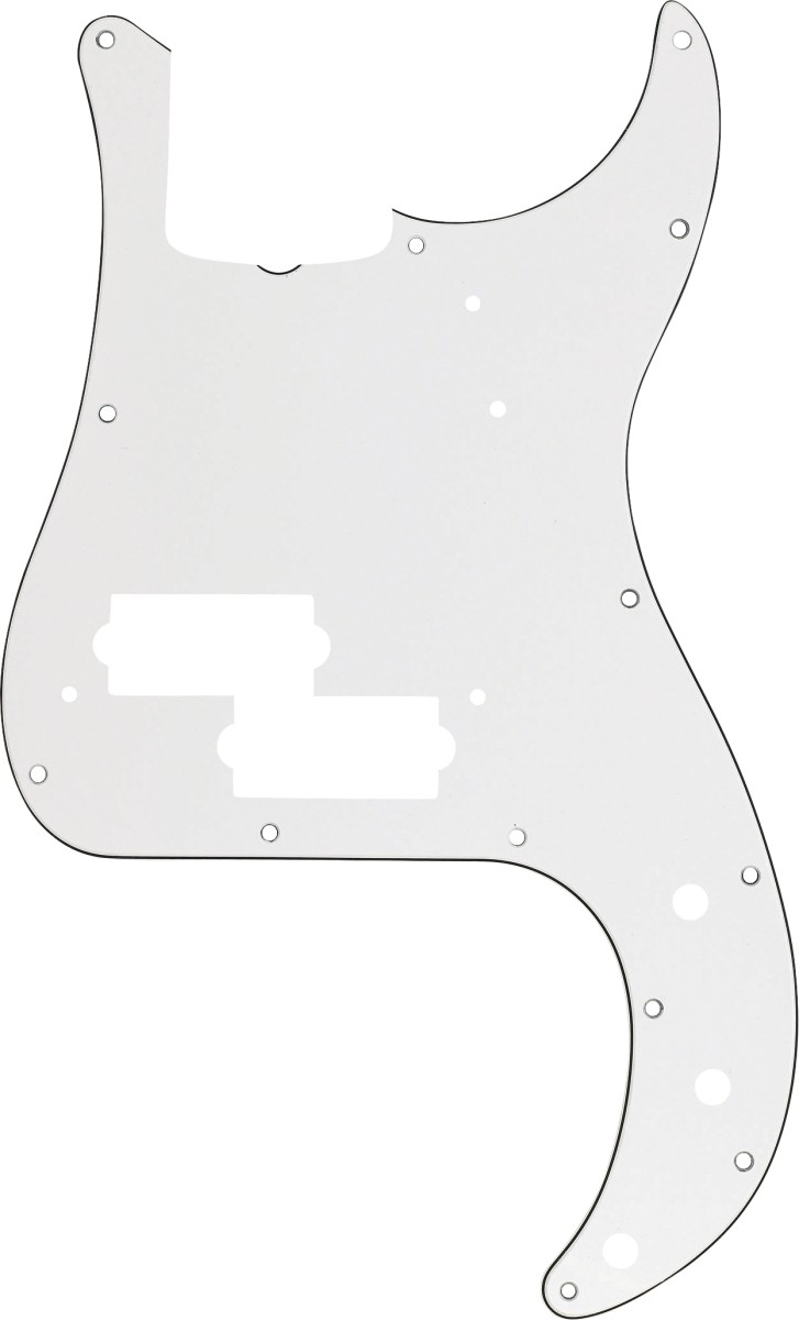 Fender Pickguard, Precision Bass® 13-Hole Vintage Mount (with Truss Rod Notch), White, 3-Ply