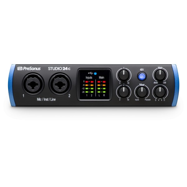 PreSonus Studio 24c - scheda audio 2 ingressi con preamplificatori XMAX-L