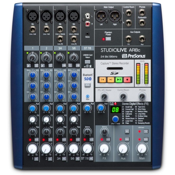 PreSonus StudioLive AR8c Mixer analogico con registratore e scheda audio 8x4