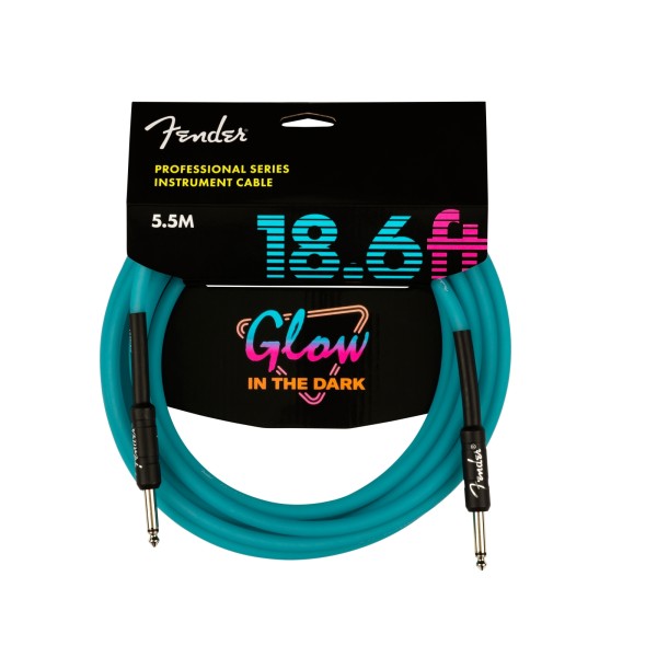 Fender Professional Glow in the Dark Cable, Blue, 18.6'