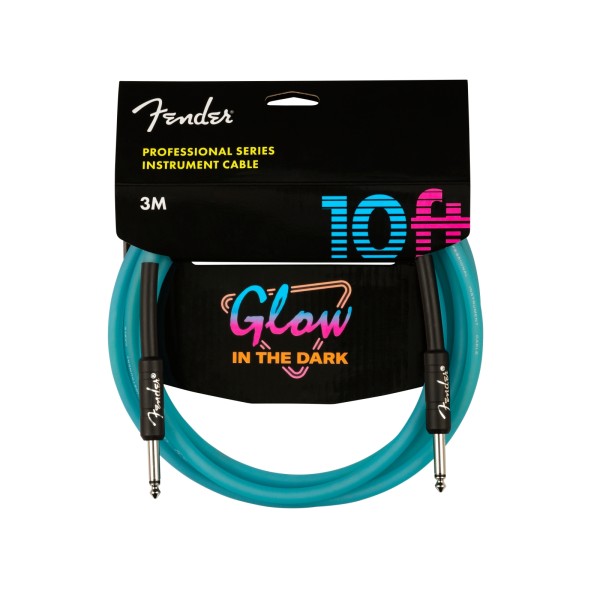 Fender Professional Series Glow in the Dark Cable, Blue, 10'