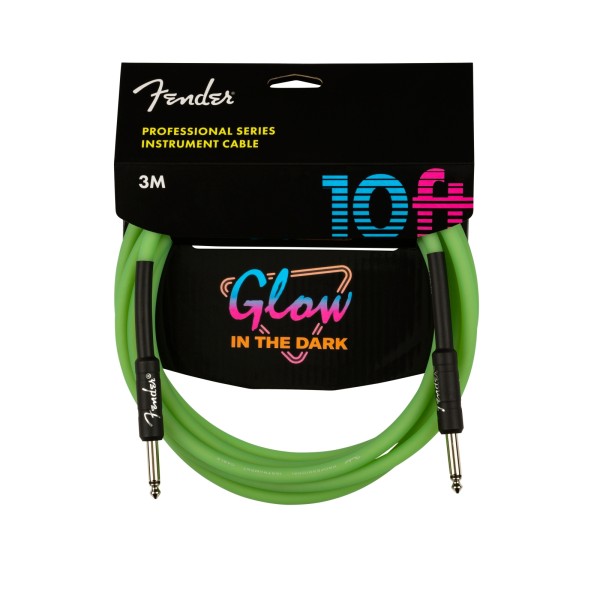 Fender Professional Series Glow in the Dark Cable, Green, 10'