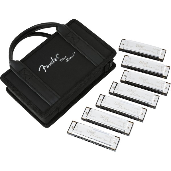 Fender Blues Deluxe Harmonica, Pack of 7, con custodia