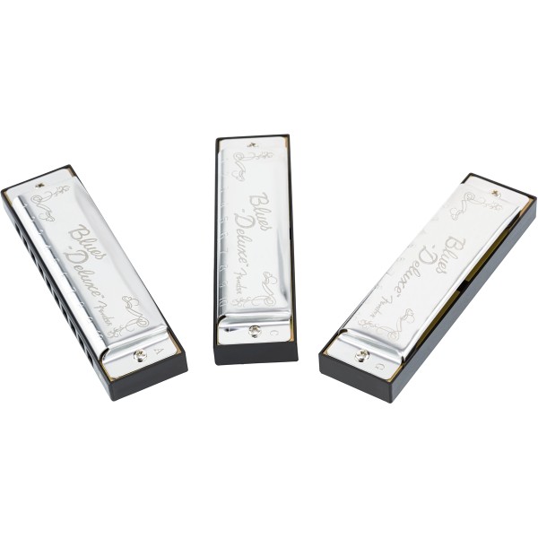 Fender Blues Deluxe Harmonica, Pack of 3, con custodia