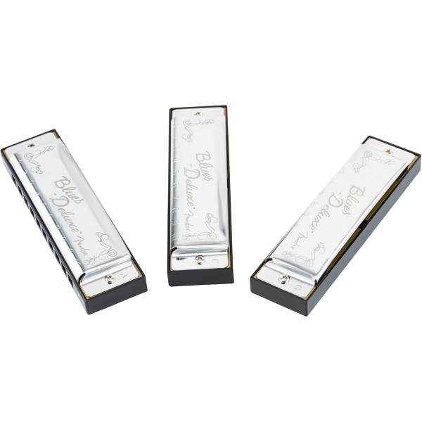 Fender Blues Deluxe Harmonica, Pack of 3, con custodia