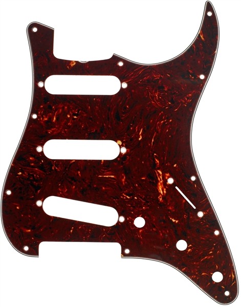 Fender Pickguard, Stratocaster® S/S/S,  (with Truss Rod Notch), 11-Hole Vintage Mount, Brown Tortoise Shell, 4-Ply