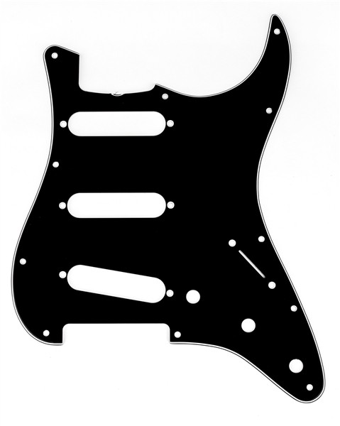 Fender Pickguard, Stratocaster® S/S/S (with Truss Rod Notch), 11-Hole Vintage Mount, Black, 3-Ply