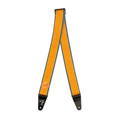 Fender George Harrison Dark Horse Floral Strap, Orange, 2" - tracolla